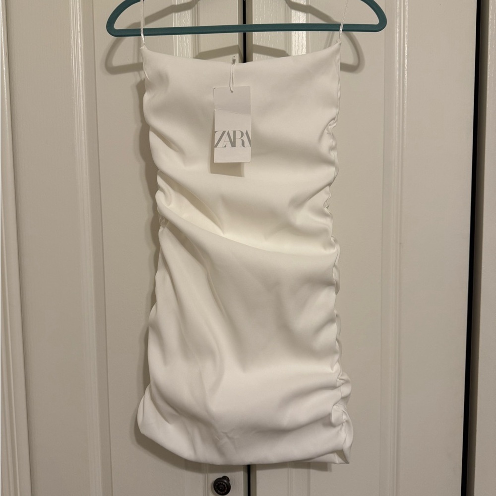 Zara White Strapless Mini Dress